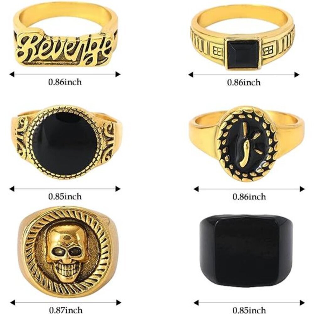 6Pcs Gold Knuckle Stackable Finger Rings Set Retro Rings - Picture 5 of 8